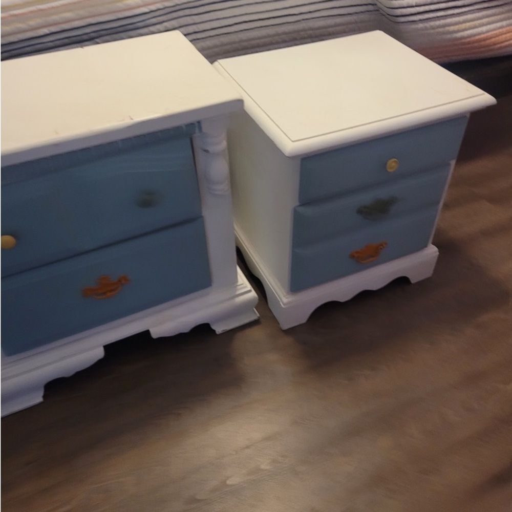 Two side tables for sale in decent condition for sale asking $100.00 obo